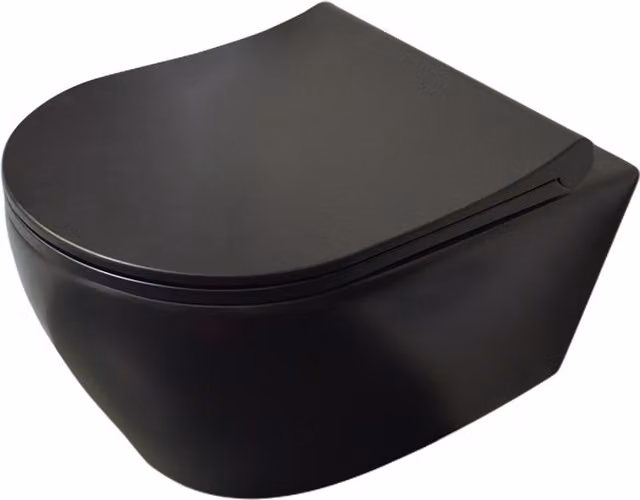 Belvit WC nero opaco senza brida, WC sospeso con funzione bidet e coperchio con chiusura ammortizzata