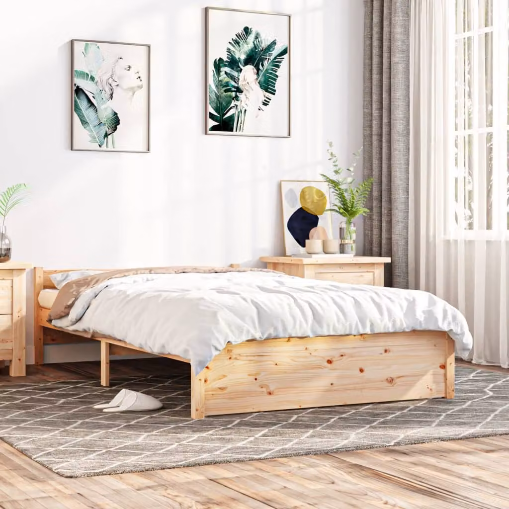 The Living Store Letto in legno massiccio 120x200 cm