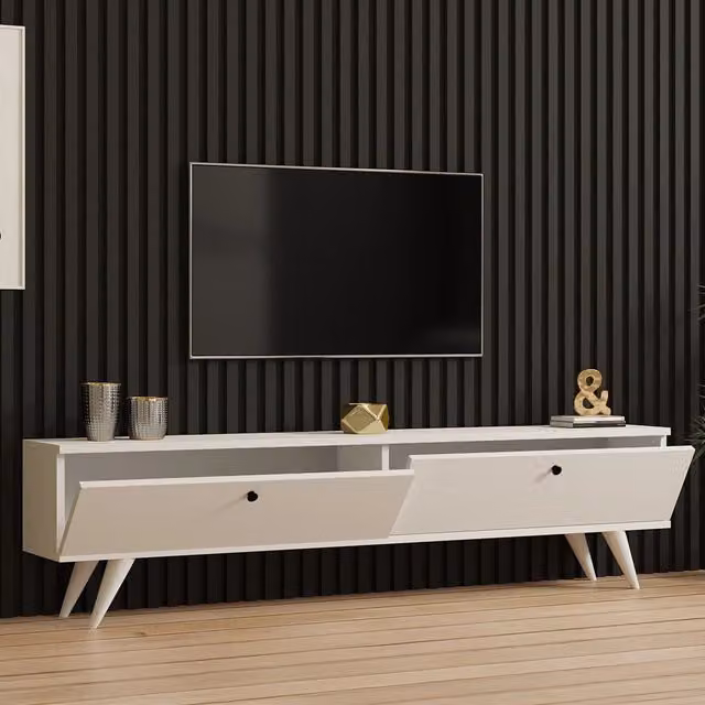 Mobile Porta TV DMORA con 2 Ante Bianco Opaco L: 160 cm, P: 25 cm, H: 40 cm
