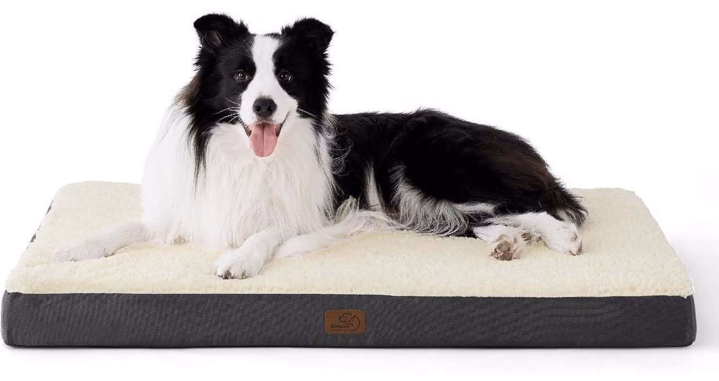 Cuccia ortopedica per cani, 91x69x8 cm, grigio/beige, lavabile, adatta a cani di grossa taglia