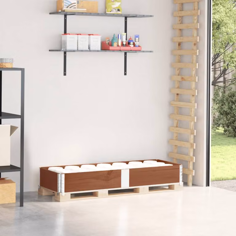 Parete per pallet vidaXL in legno massello di pino, colore marrone, L: 150 cm, H: 50 cm