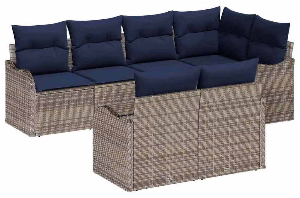 Set di divani da giardino in rattan grigio