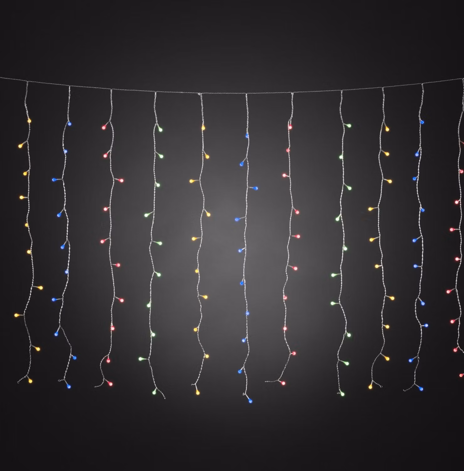 Konstsmide - Tenda luminosa a LED, con sfere colorate, 400 LED colorati, trasformatore esterno da 24 V, cavo trasparente; 3675-503