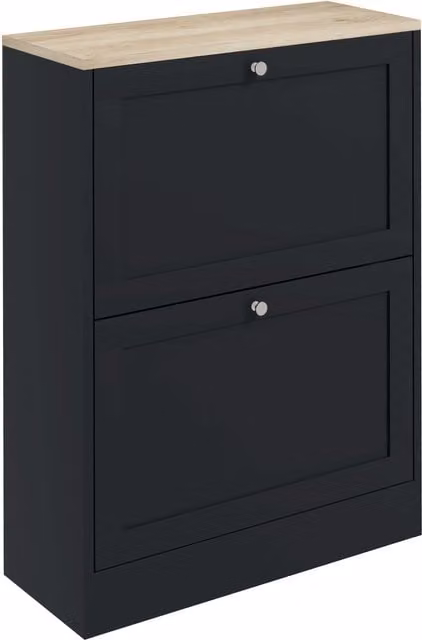 Scarpiera da ingresso HOMCOM nera con 2 cassetti ribaltabili e ripiani regolabili per 12 paia di scarpe, L: 60 cm, P: 23,5 cm, H: 80 cm – 1
