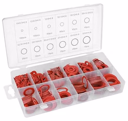 Assortimento di rondelle di compensazione - 600 pezzi, guarnizioni in fibra vulcanica rossa - Modello Akozon9u2t0ghev6