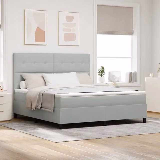 Letto a molle con testiera vidaXL in velluto grigio L/P/H: 180 x 200 x 128 cm