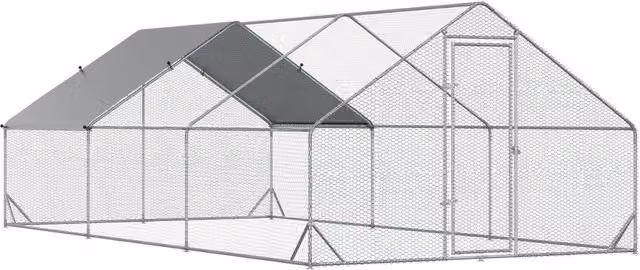 EasyComfort Pollaio da Giardino con Telaio Zincato e Rete Esagonale, Argento, L: 6 m, P: 3 m, H: 2 m