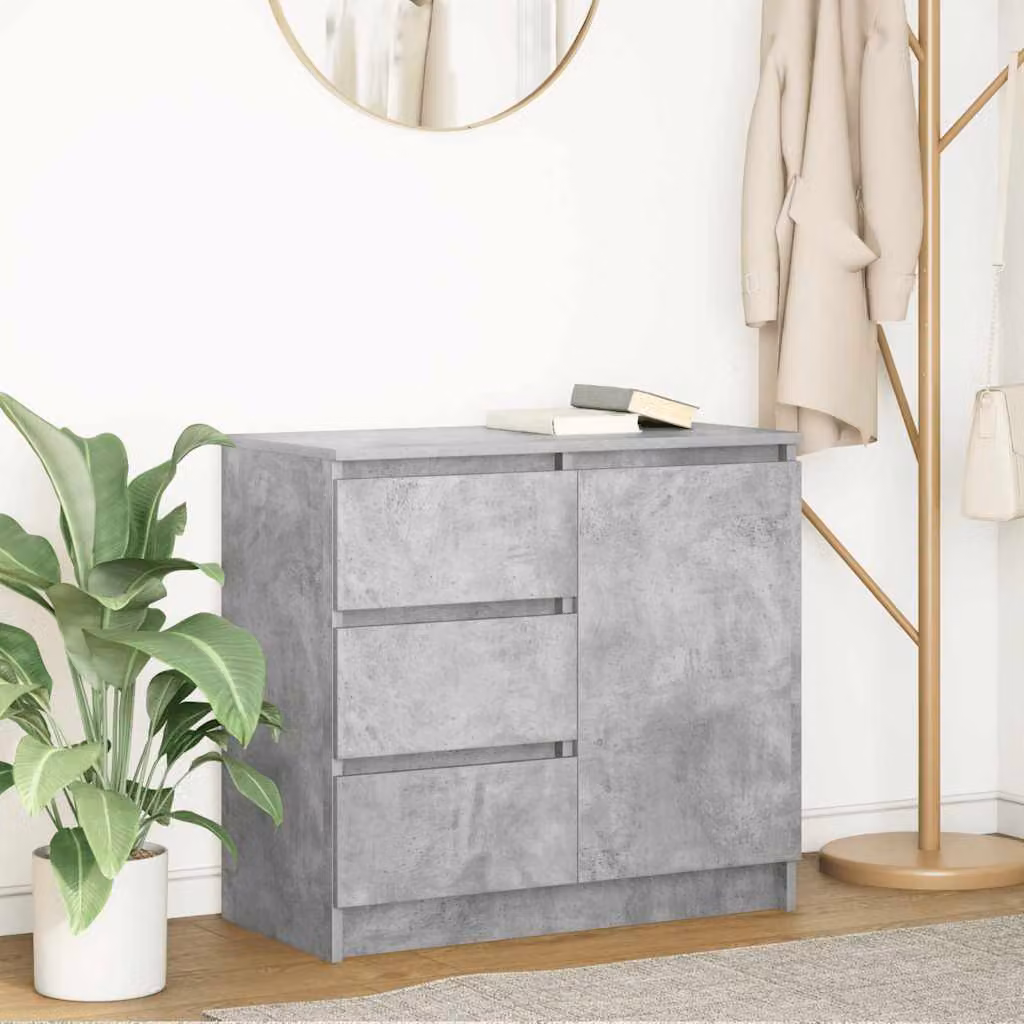 vidaXL Credenza con Cassetto Grigio Cemento in MDF L: 71 cm, P: 35 cm, H: 65 cm