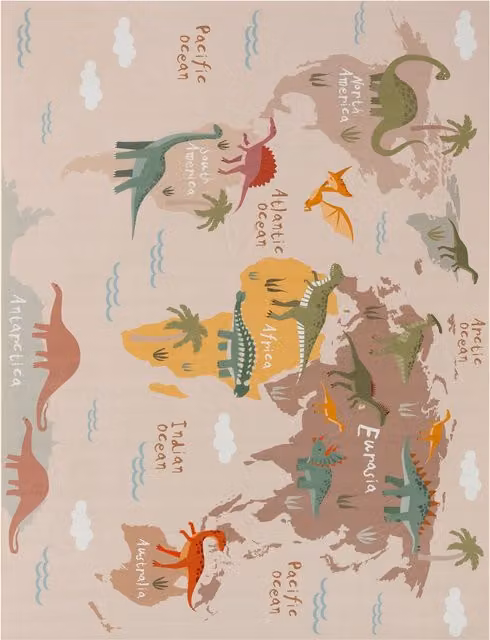 Tappeto per bambini Bini beige con motivo animalier, L: 160 cm, P: 220 cm