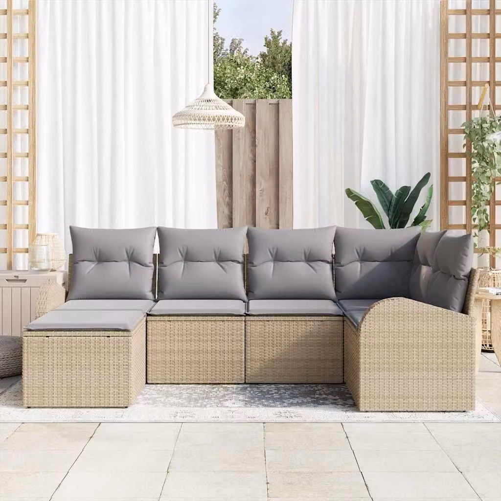 Maison Exclusive - Set di divani 6 pcs Beige e grigio chiaro polyrattan