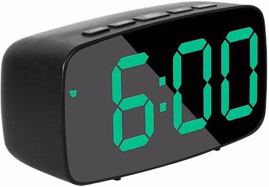 Sveglia digitale per la camera da letto con display a LED, indicatore di temperatura, modalità 12/24 ore e funzione snooze.