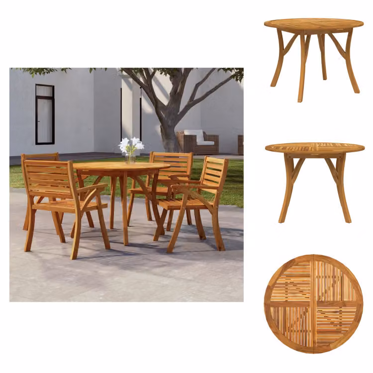 vidaXL Tavolo da giardino Ø 110 cm in legno massiccio di acacia - Tavoli da giardino