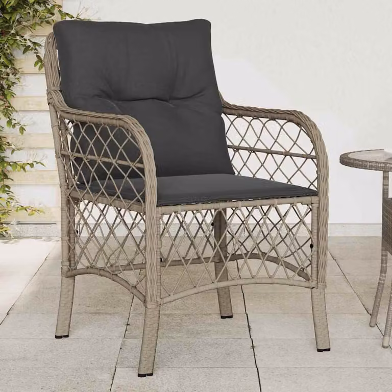 Set di 2 sedie da giardino vidaXL in polyrattan con cuscini grigio antracite e braccioli