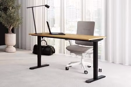 Scrivania FLEXI da 118 cm, regolabile, con sollevamento elettrico, per computer - Rovere Artisan / Nero