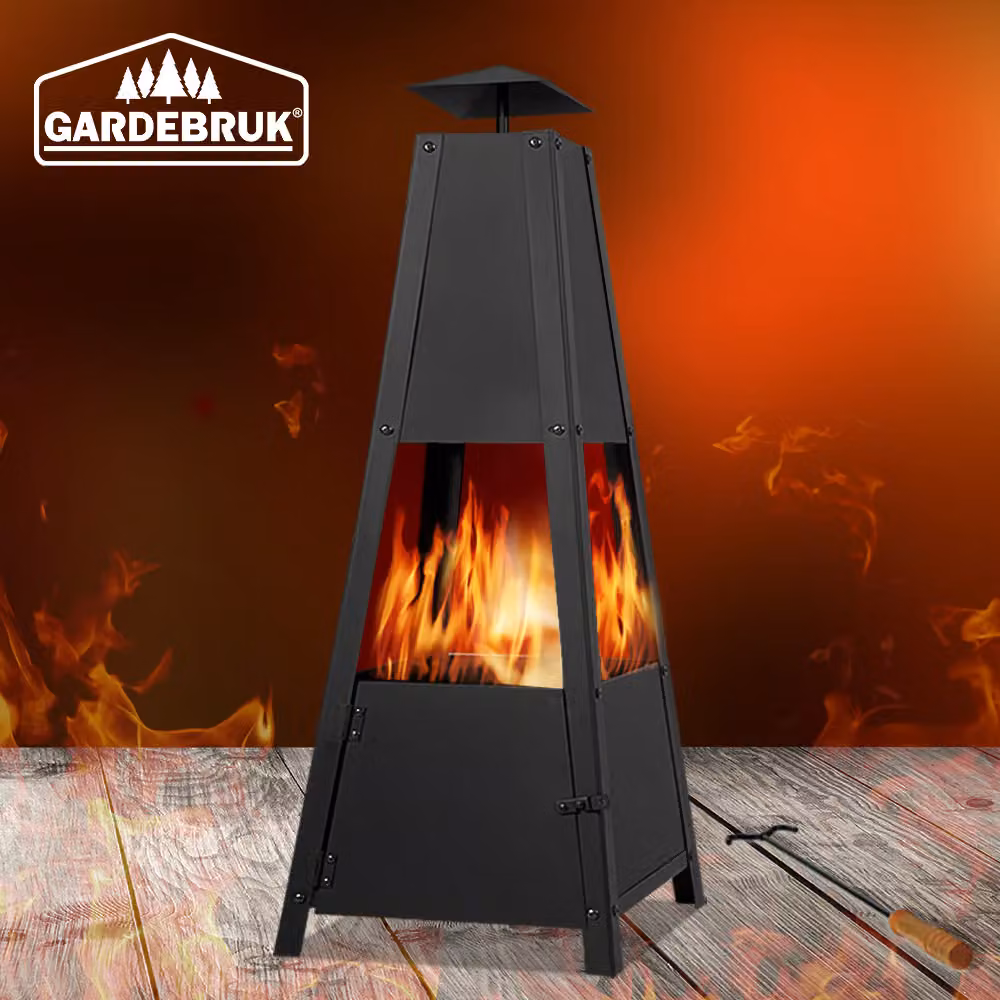 Chiminea Gardebruk® Camino da esterno in metallo nero L: 102 cm, P: 35 cm, H: 35 cm – 4