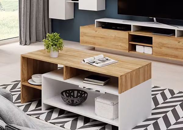 Tavolino ornamentale da salotto 120x60cm bianco grand oak