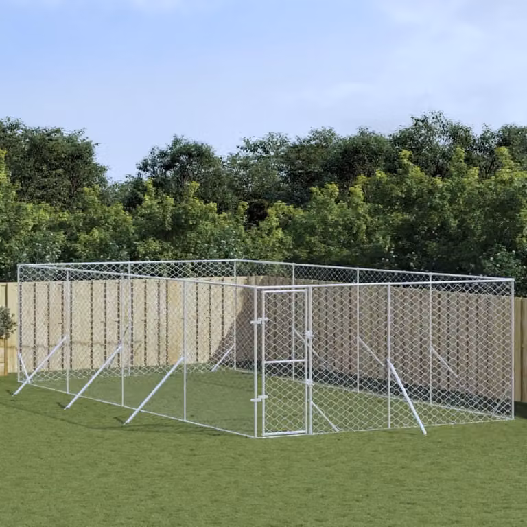 The Living Store Cuccia per cani da esterno Silver 4x8x2 m Acciaio zincato