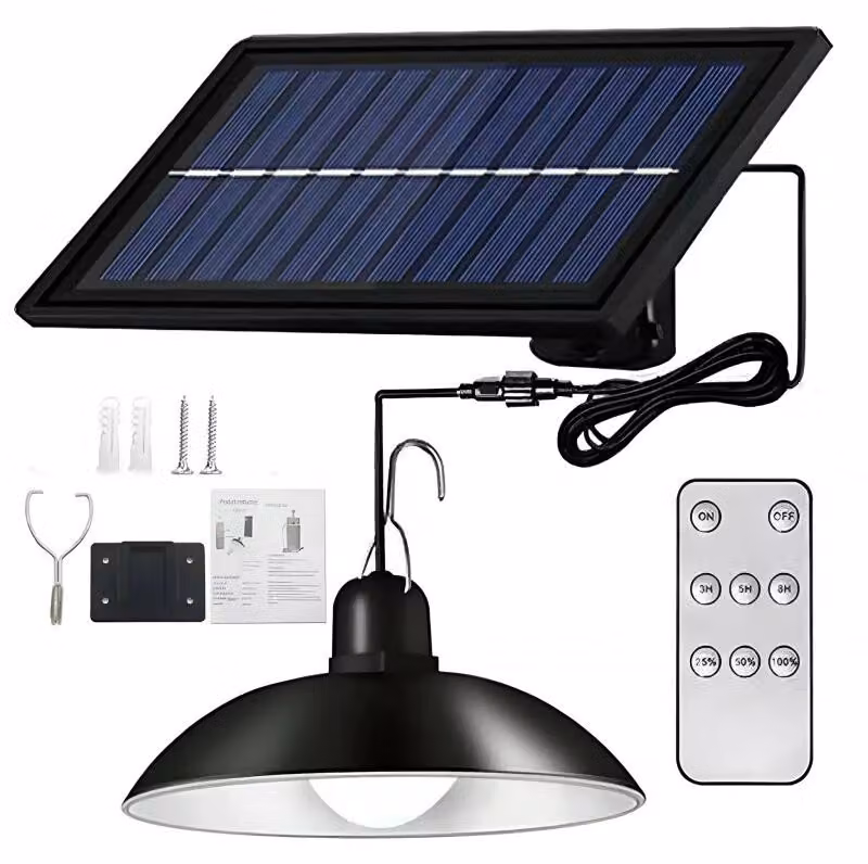 Pronett XJ4623 Lampada LED solare a sospensione per giardino con telecomando, IP44, nera