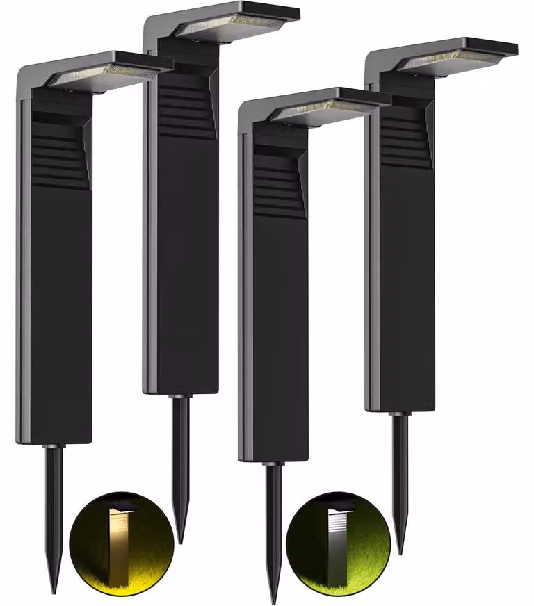 4 luci solari per giardino, impermeabili (grado di protezione IP65), fari solari a LED