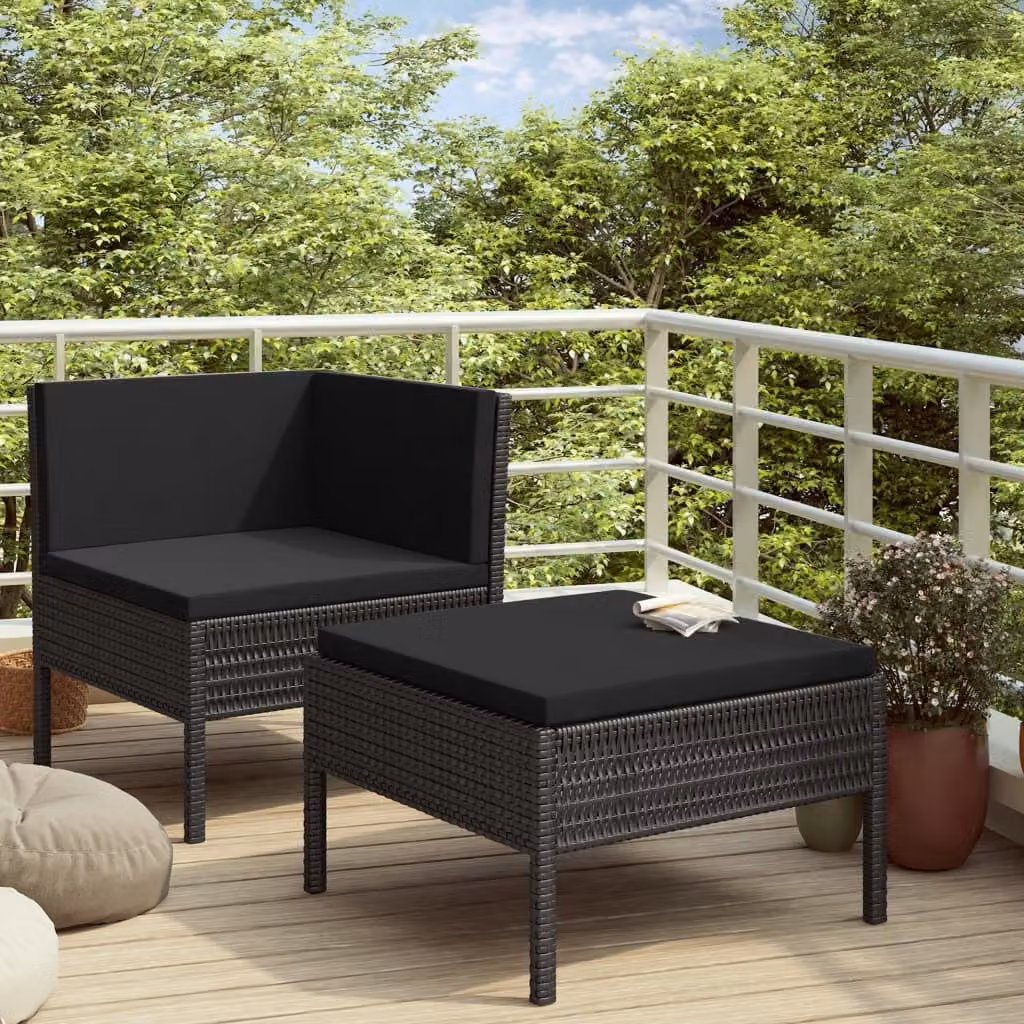 Maison Exclusive - Set da giardino a 2 pezzi con cuscini in rattan sintetico nero