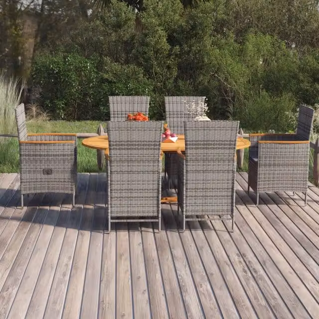 Set da giardino vidaXL in legno di acacia e rattan grigio composto da 7 pezzi – 1