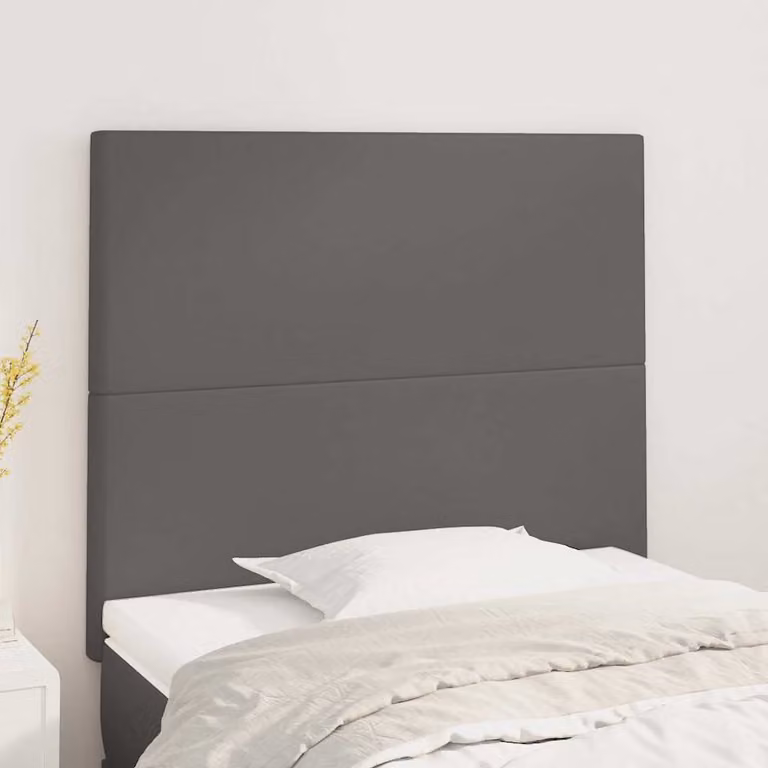 Testiera per letto vidaXL in similpelle grigia con struttura in legno, L: 80 cm, P: 5 cm, H: 118-128 cm