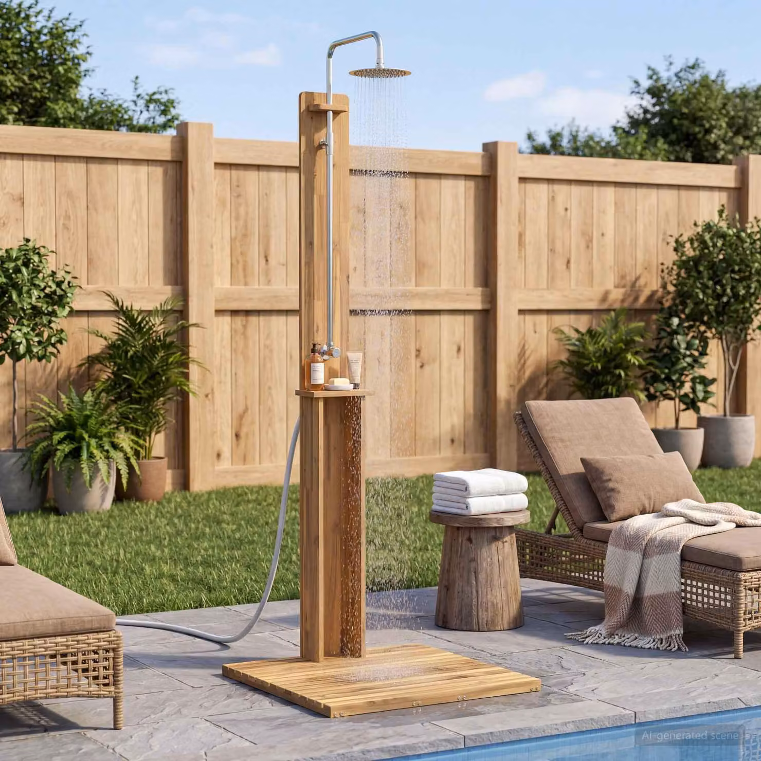 Maison Exclusive - Doccia da giardino, 217 cm. Realizzata in legno di acacia massello e acciaio inossidabile