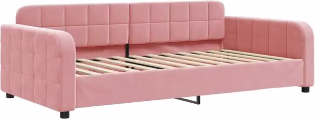 Letto singolo | Letto per adulti | Letto da Giorno Rosa 90x200 cm in Velluto