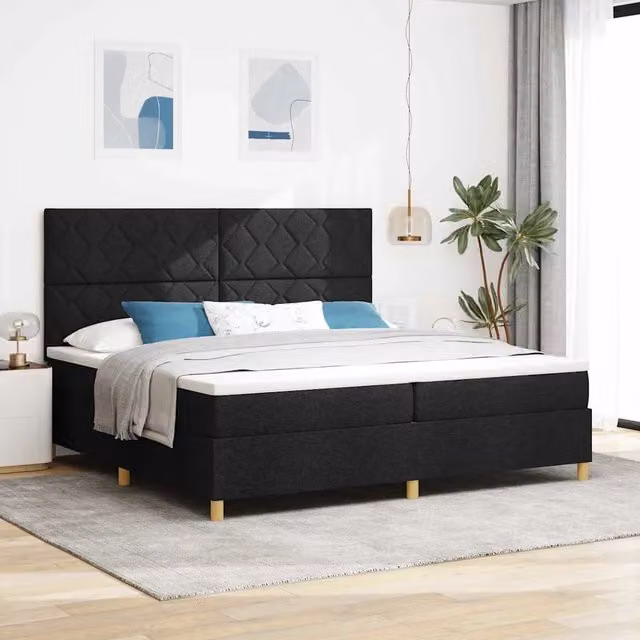 Letto a molle con materasso vidaXL in tessuto nero L: 200 cm, P: 200 cm, H: 280 cm