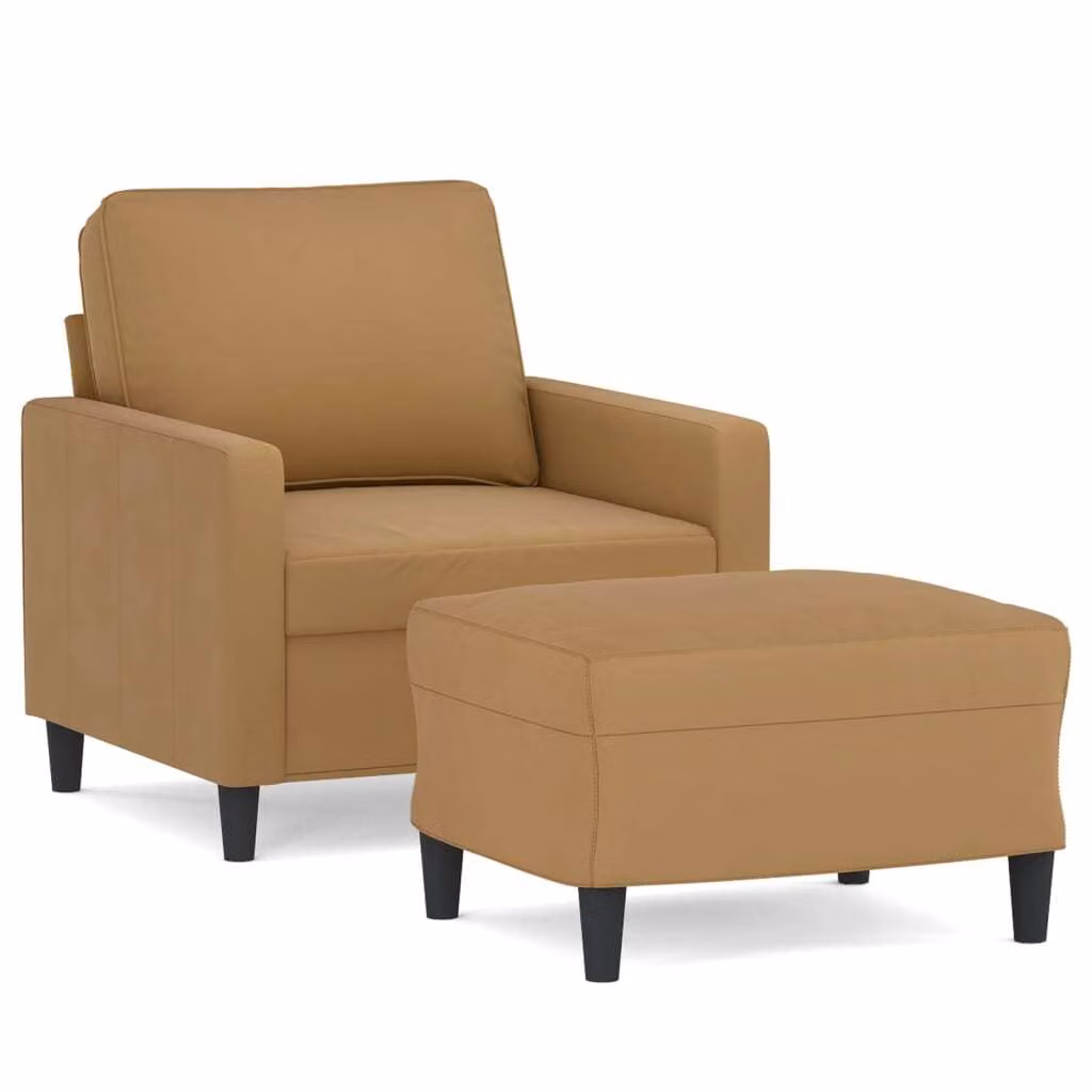 Poltrona con Poggiapiedi Marrone 60 cm in Velluto