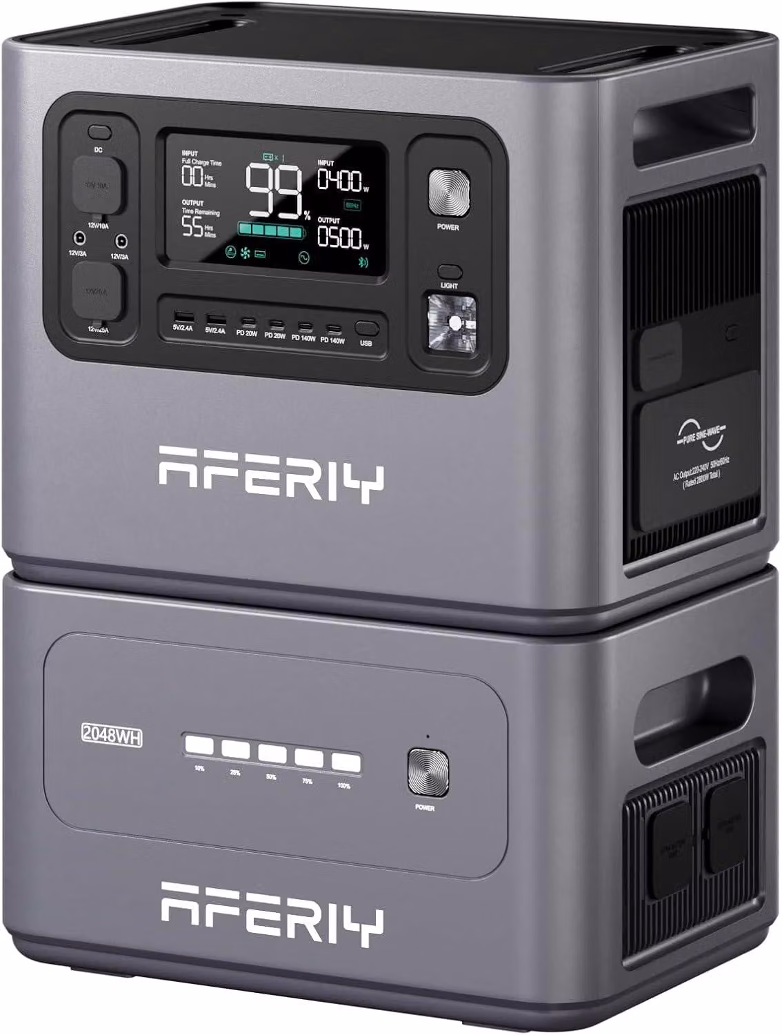 Gruppo elettrogeno solare AFERIY 4096Wh/2800W, LiFePO4, carica rapida 1,5h, UPS