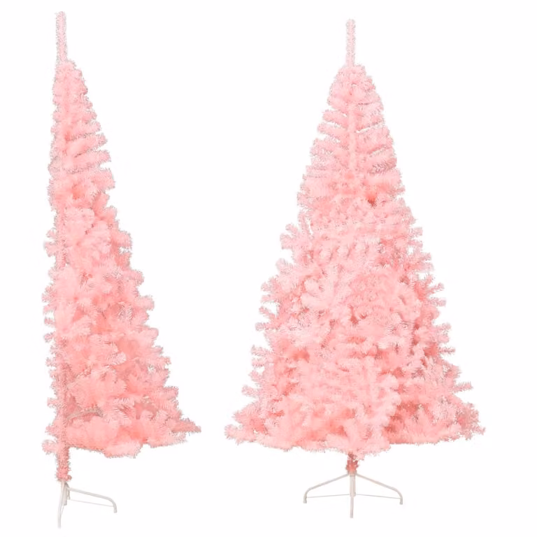 The Living Store Mezzo albero di Natale artificiale con supporto Rosa 240 cm PVC