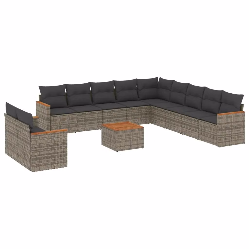 Set di divani da giardino VIDAXL in polyrattan grigio con cuscini, composizione a L per 12 persone – 2