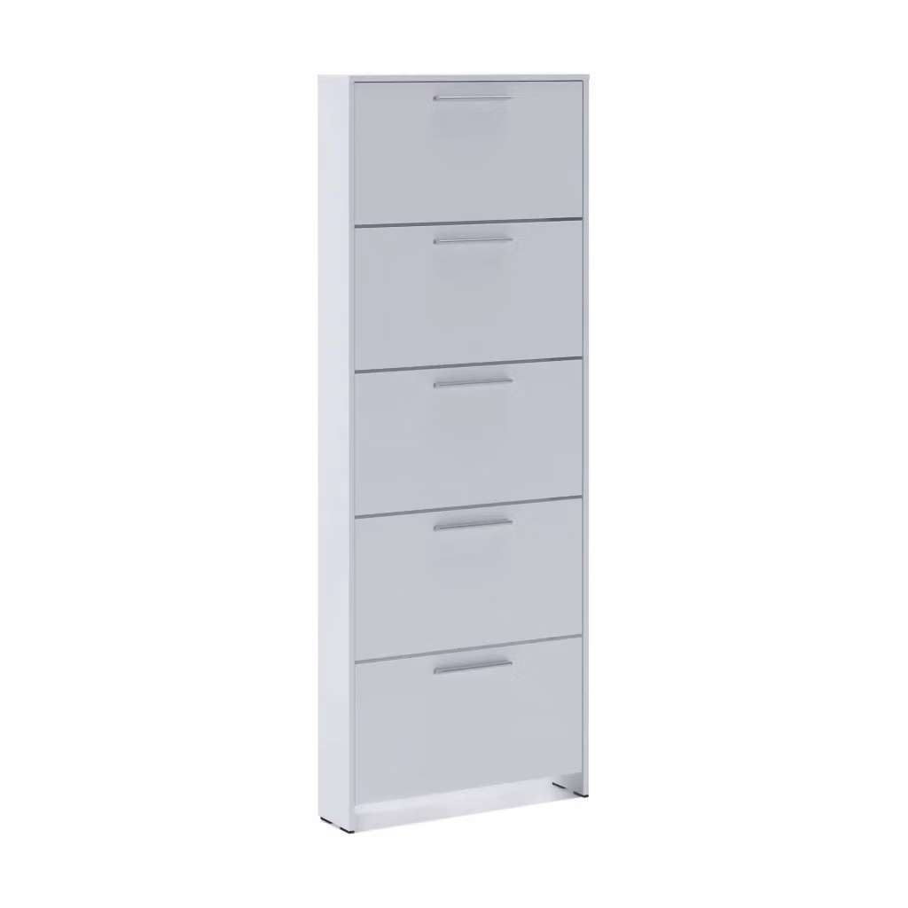 Scarpiera Campania DMORA, Mobile portascarpe e armadio da ingresso multiuso, Bianco opaco, L: 69 cm, P: 17 cm, H: 187 cm – 2