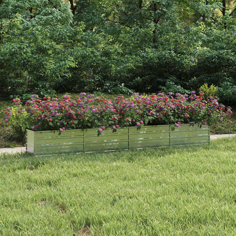 Letto rialzato da giardino vidaXL in acciaio zincato argento L: 320 cm, P: 40 cm, H: 45 cm