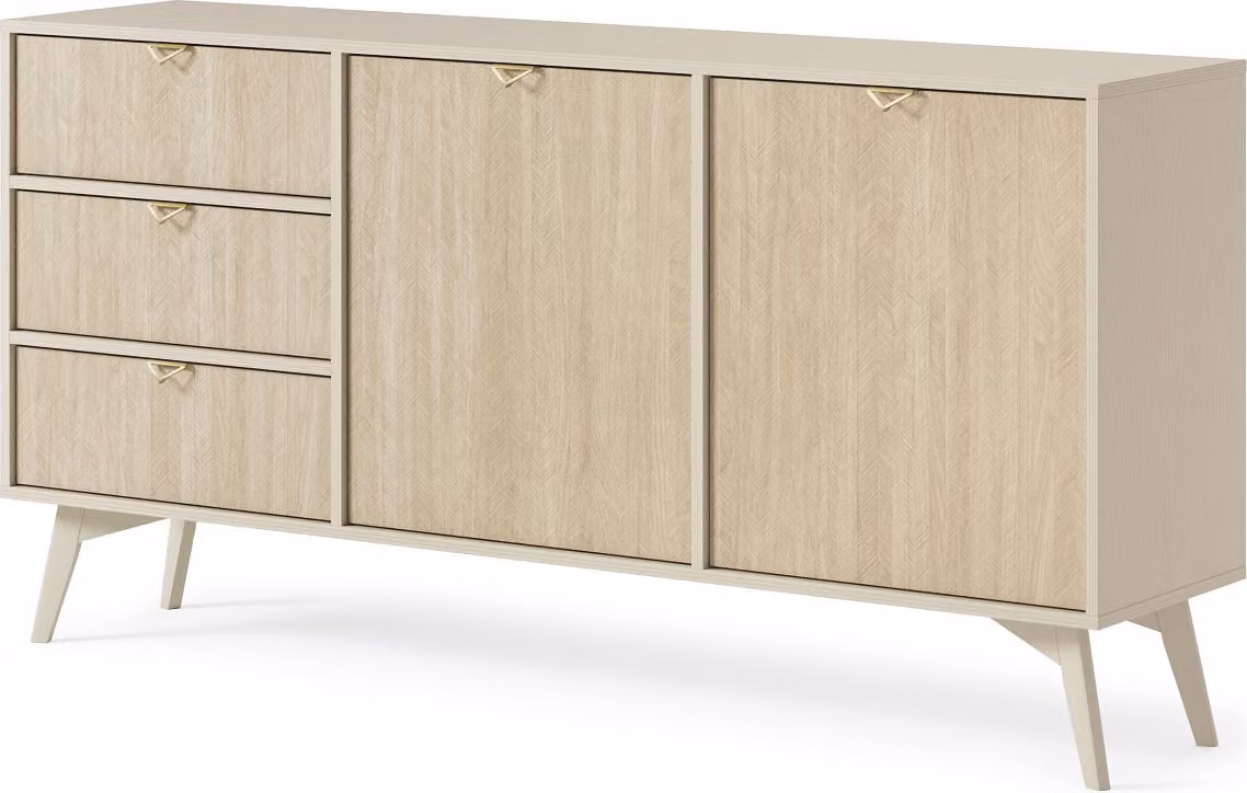 Cassettiera larga MEDEA - beige sabbia / abete