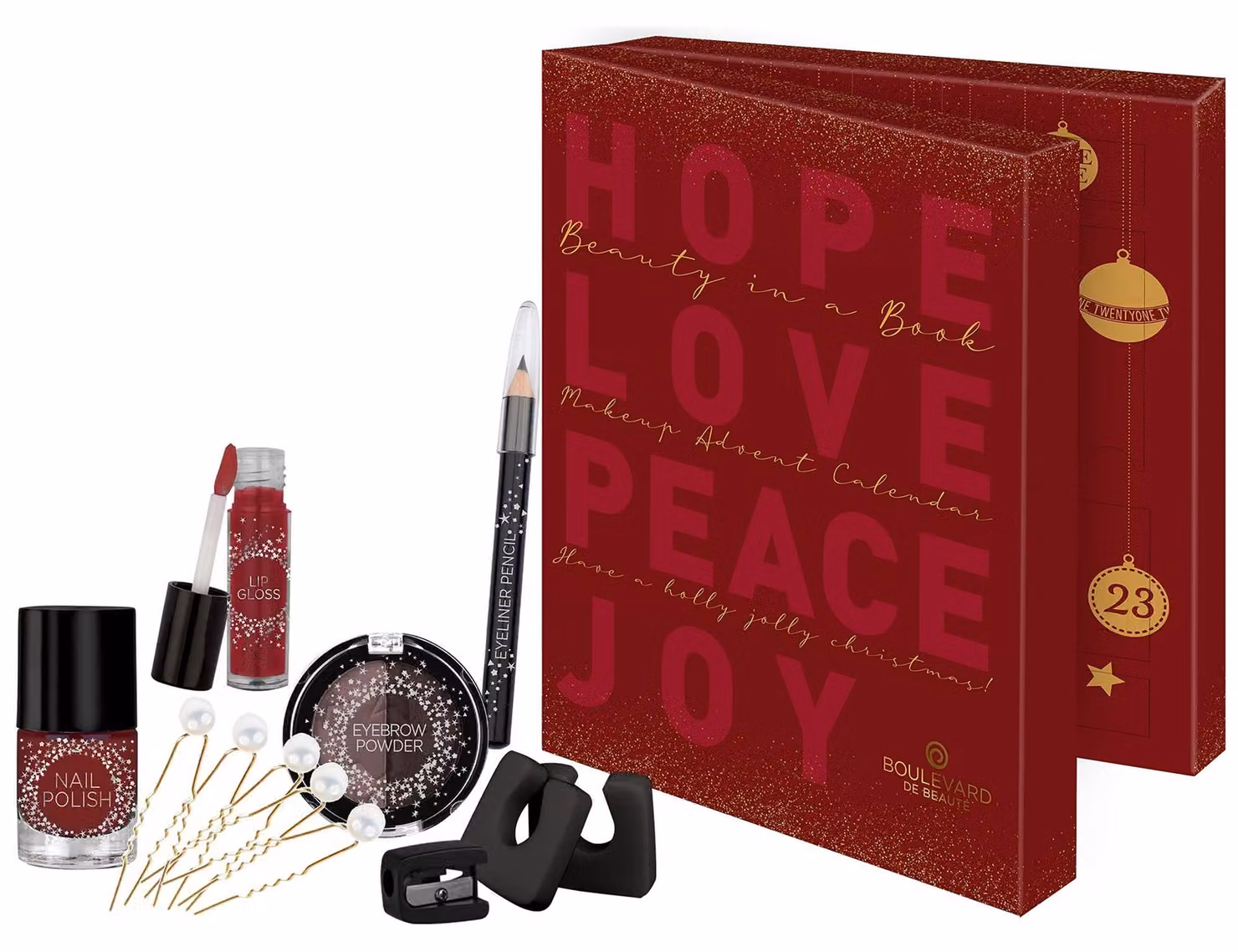 Calendario dell'Avvento di cosmetici con 24 sorprese di make-up - Confezione - Prodotti di bellezza essenziali - Ombretti/Smalti/Lucidalabbra - Idea regalo per donne - Sorprese eleganti - Box di bellezza
