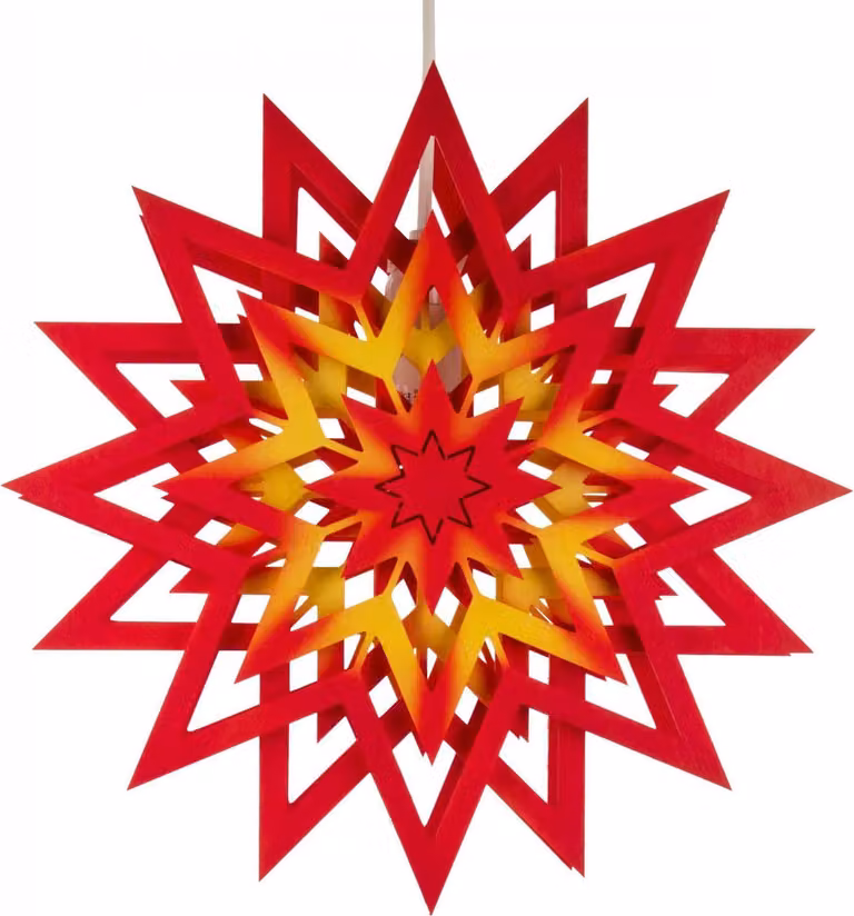 Stella di Natale rossa e gialla con illuminazione elettrica LxAxP 28x28x7 cm NUOVA
