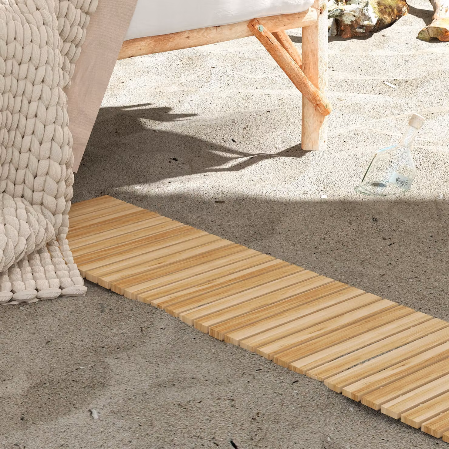 Passerella per giardino Outsunny in legno di abete marrone, L: 120 cm, P: 38 cm – 2