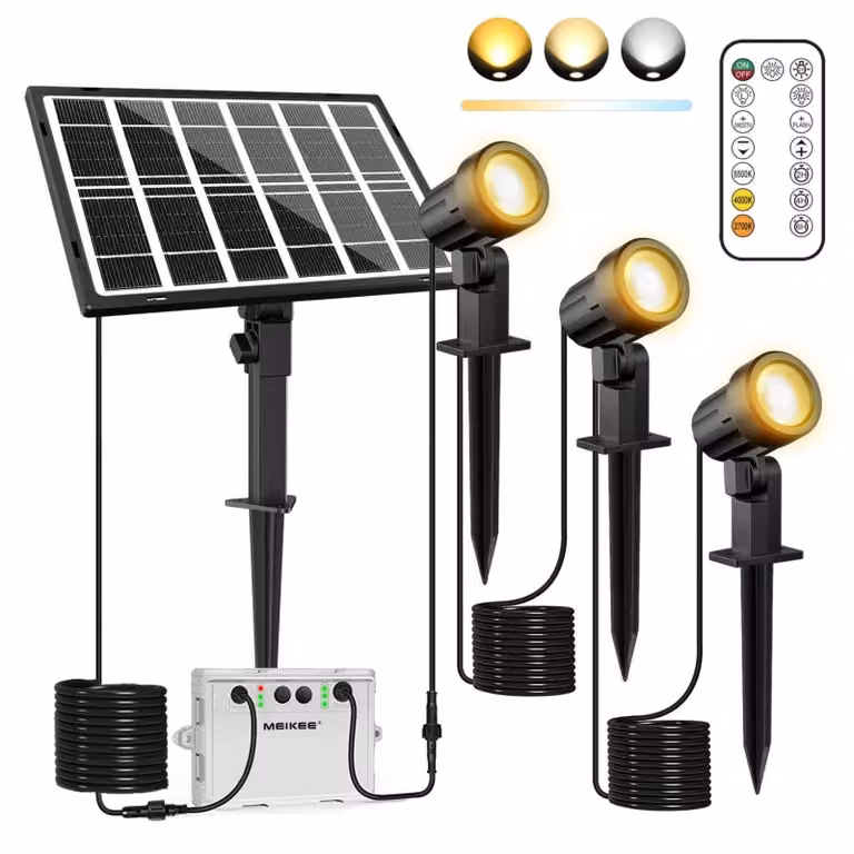 Lampada solare LED 3-in-1, dimmerabile, con temperatura di colore regolabile da 2500 a 6500 K, batteria da 5000 mAh, grado di protezione IP66