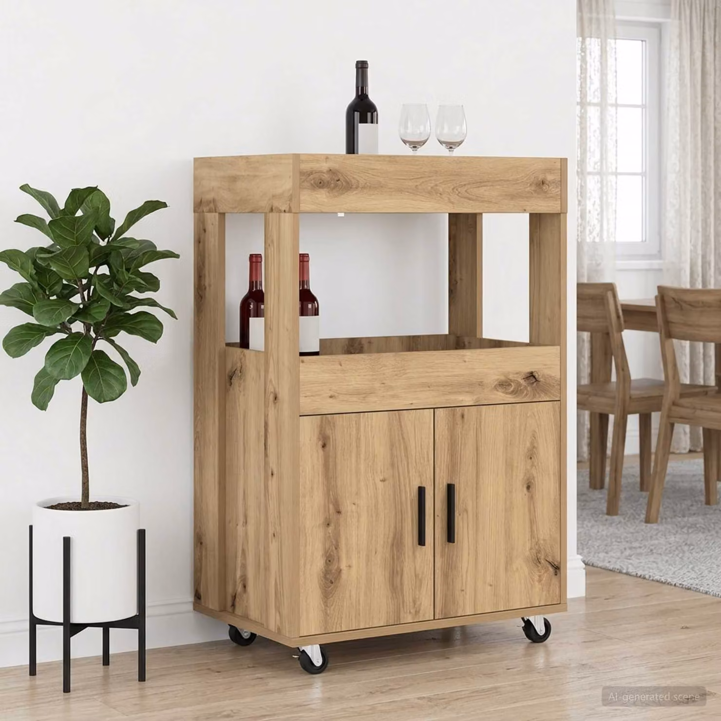 vidaXL Carrello da Bar Moderno in Legno e MDF Marrone L 60 cm, P 39.5 cm, H 89 cm