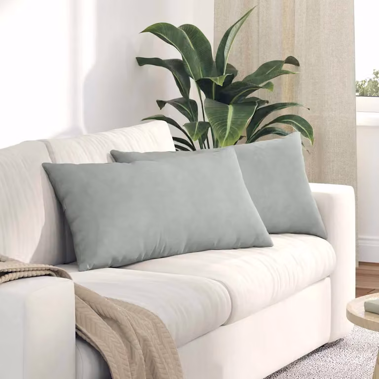Set di 2 cuscini da divano vidaXL in velluto a coste grigio chiaro, L 80 cm x P 40 cm