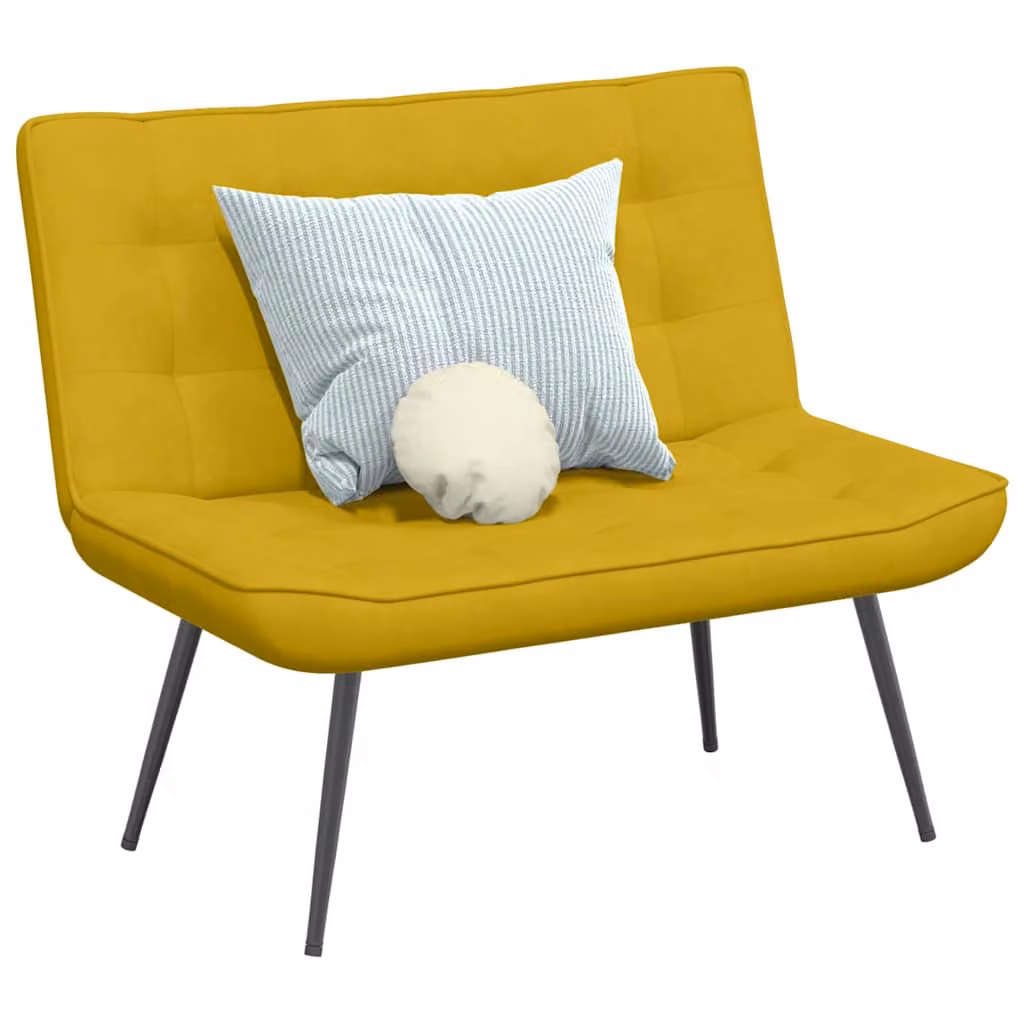 Panca vidaXL in velluto giallo con struttura in metallo, L 110 x P 74 x H 84 cm