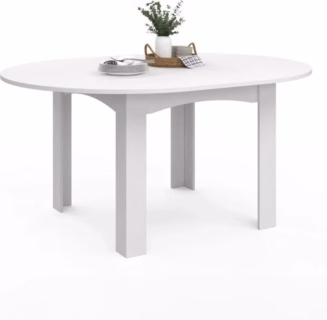 IDMarket Tavolo da pranzo rotondo estensibile DONA bianco, per 4-8 persone, Diametro: 110-150 cm – 1