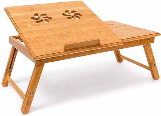 Tavolino per laptop in bambù regolabile in altezza, 305 x 725 x 35 cm, pieghevole