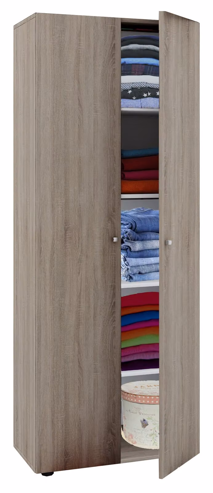 Armadio in legno | 5 scomparti | Dimensioni ca. B. 70 x H. 178 x D. 40 cm | 2 porte | espandibile | Armadio - Vandol