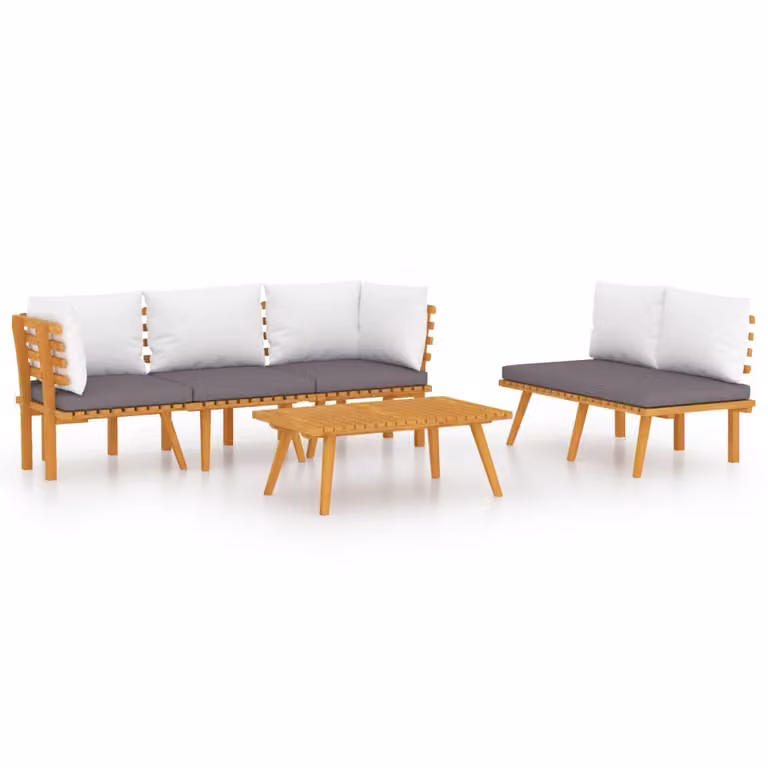Set Divani da Giardino 5 pz con Cuscini in Massello di Acacia