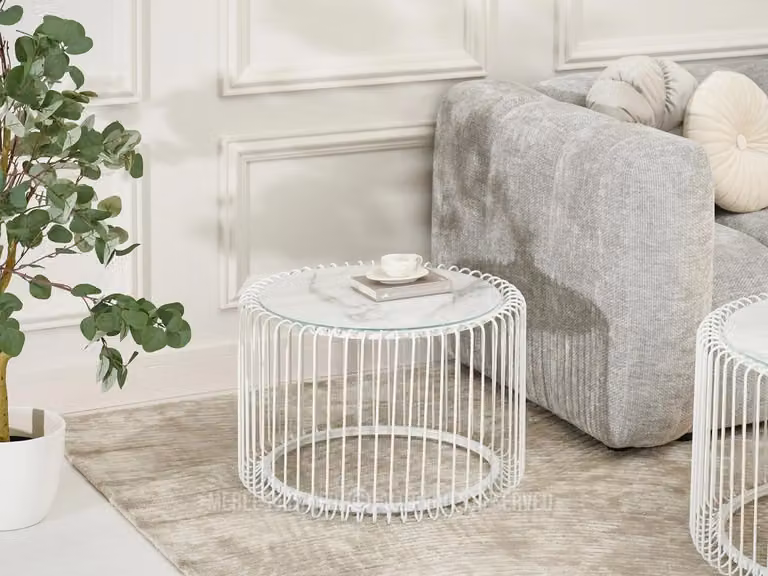 Tavolino da caffè di design IRAKLI - marmo bianco / bianco