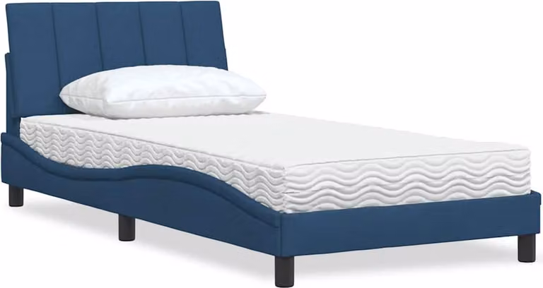 Letto con Materasso Hanko Blu 100x200 cm in Tessuto