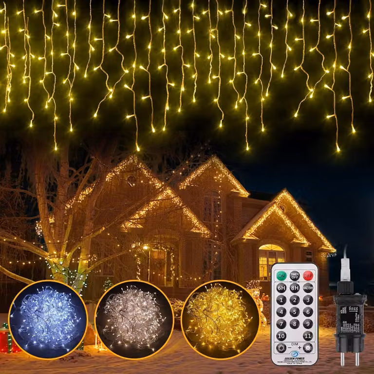 Catena luminosa a LED, 352 LED, 10 metri, grado di protezione IP44, con telecomando